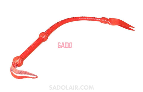 Red Leather Massive Whip With Braided Handle