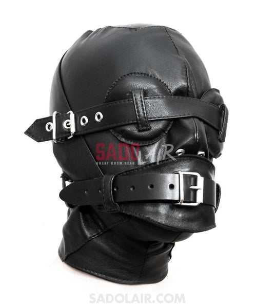 Leather Hood With Gag And Blindfold Sadolair Collection