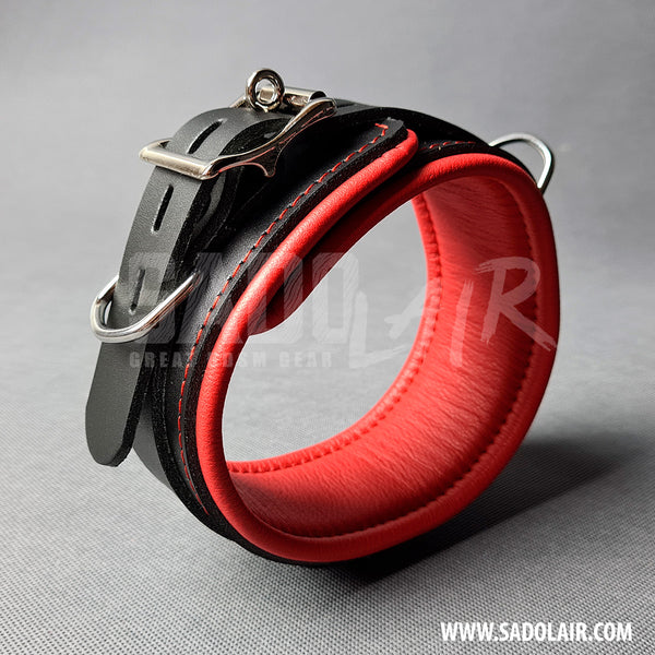 Leather Padded BDSM Collar “Luxury” Red