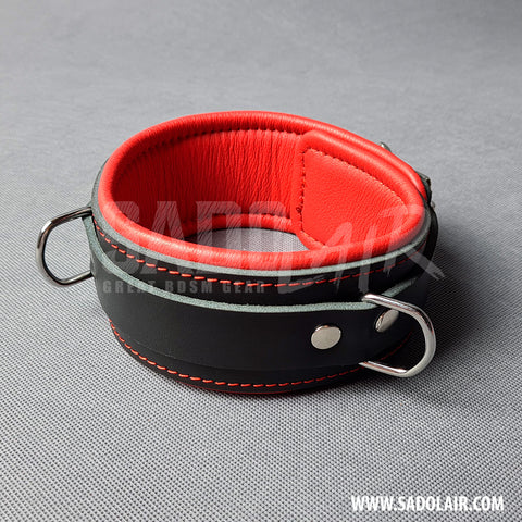 Leather Padded BDSM Collar “Luxury” Red