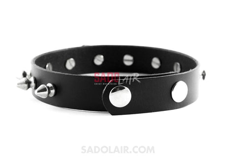 Leather Collar With Spikes Sadolair Collection