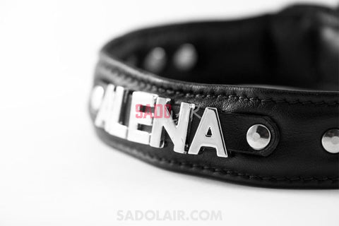Leather Collar With Letters Sadolair Collection
