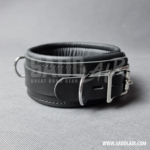 Leather Padded BDSM Collar “Luxury” Black