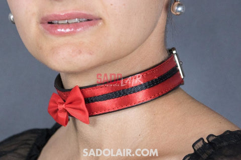 Leather Romantic Collar Red Ii. Sadolair Collection
