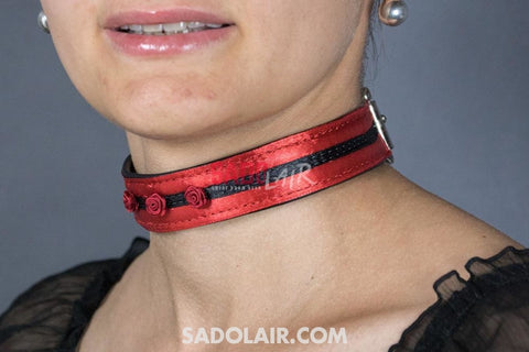 Leather Romantic Collar Red I. Sadolair Collection
