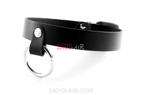 Black Leather Collar With Ring Sadolair Collection
