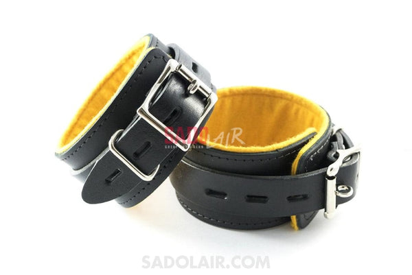 Leather Handcuffs Ankles - Yellow Sadolair Collection