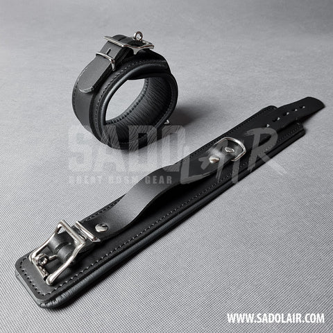 Leather Padded BDSM Ankle Cuffs “Luxury” Black