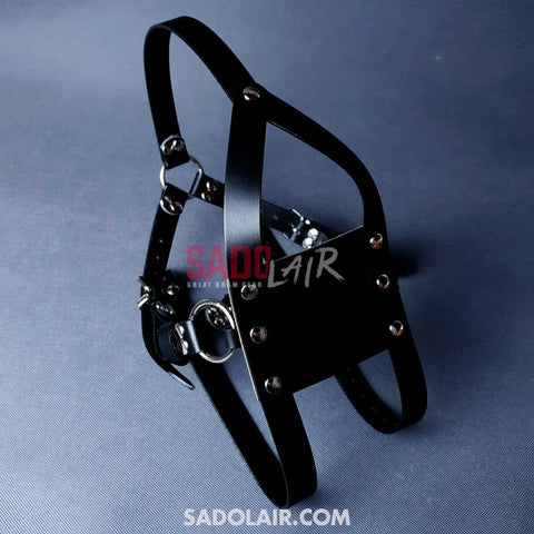 Leather Bdsm Gag With Harness Sadolair Collection