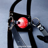 Leather Bdsm Gag With Harness Sadolair Collection