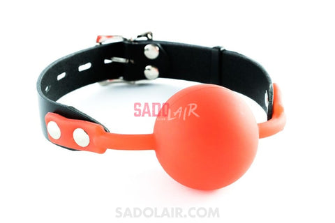 Leather Mouth Gag With Silicone Ball Sadolair Collection